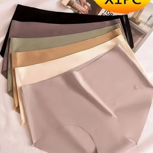 1pc Dames Panties Met Middelhoge Taille - Zacht, Ademend En Comfortabel Ondergoed, Niet Bulky Middenrif Ontwerp, Kleuren (Zwart, , Beige, Grijs, Zwart), Dames Panties