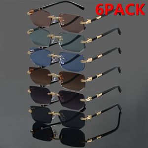 6PACK Heren- en Damesmodebrillen zonder Montuur voor Stelletjes, Feest, Street Style, Casual Winkelen, Kerstcadeau