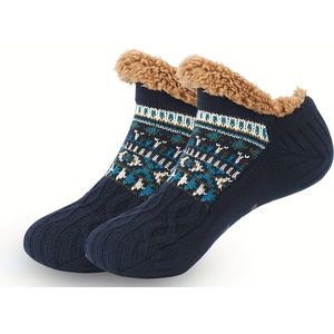 1 Paar Warme Anti-Slip Fleece-Gevoerde Huissokken, Antislip Slaapslippers voor Thuis