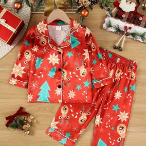2024 Nieuw Stijl Instagram-geïnspireerde Lange Mouw en Lange Broek Pyjama Set voor Baby Meisjes, Print Thuis Kleding voor Kerstmis.