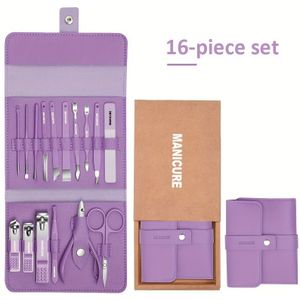 Manicureset 12/16-in-1 Volledige Professionele Pedicure Set met Roestvrij Staal en Lederen Draagtas - Ideaal Cadeau