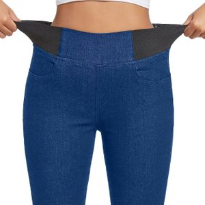 Plus Size Dames High-Waisted Stretch Jeans - Elastische Taille Skinny-Fit Broek met Donkergrijze Was, Broek voor Curvy Vrouwen (Wijde Pijp, Niet Inbegrepen) - Wasmachinebestendig