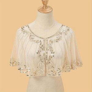 Glanzende Kanten Flapper Sjaal Elegante Pailletten Kralen Gestreepte Korte Sjaal Wraps Feestavondjurken Decoratieve Sjaal Voor Vrouwen