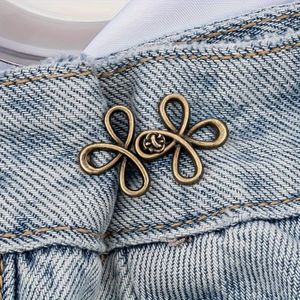 Metal No-Sew Tailleband Verstevigers, 1 Set Lucky Knot Verwijderbare Drukknopen voor Jeans en Rokken, Verstelbare Modeaccessoire - Zwart, Goud, Zilvergrijs,
