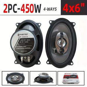 A Pair Of 4x6 Inch (2 X 450w) 4-channel Car Hifi Coaxial Speakers, Car Door Audio Music Stereo Tweeters, Mid Low Frequency Full Range Speakers, Black, Used For Modification
