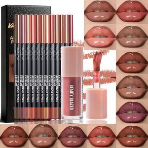 13-delige Lip Kit Set - Matte Lipliner & Gloss, Langhoudende Waterproof Formule, Velvet Textuur, Natuurlijke Finish, de hele dag te , voor Dagelijkse Make-up, Matte Lip Kit