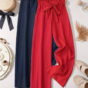 Twee-pak dames plus-size gestreepte plooitextuur elegante lange broeken, niet-stretchende stof, reguliere pasvorm, rechte , met voorste bovenste detail, voor lente/zomer/herfst, casual kleding