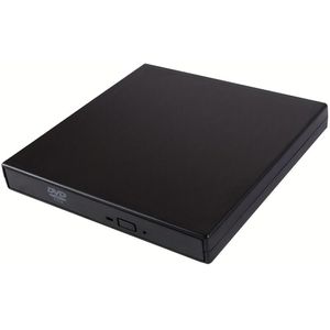 Compacte USB 2.0 Externe DVD-RW Drive | , Slanke Draagbare Brand-/Schrijver voor Laptops & Desktops | Ondersteunt CD/DVD Afspelen, Gegevens Kopiëren | Zwart, met Voedingskabel