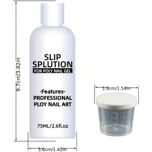 Poly Nagel Gel Slip-oplossing, 2.6oz Slip-oplossing + Container, voor Poly Nagel Gel Nagels Anti-aanhechtende Poly Uitbreidingsgel Vloeibare Slip-oplossing