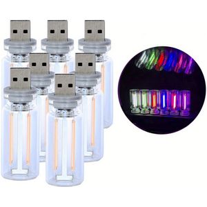 7X USB- voor sfeervolle verlichting in het interieur, retro sfeerverlichting in een glazen , draadloze touch-gecontroleerde LED-verlichting voor auto-, zonder batterij.