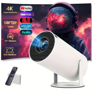 Ingebouwd 11.0 Systeem Draagbare Mini Projector - 400ANSI 4K Ondersteuning | Native 720P Thuisbioscoop, Automatische Keystone Correctie, 110-inch Schermprojectie, Geschikt voor Films en Games