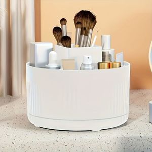 360° Draaiende Make-up Organizer - Stijlvol Hoogglans ABS Plastic, Meerlaagse Cosmetica Opbergruimte voor Slaapkamer, Kaptafel & Badkamer Aanrechtbladen