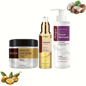 3-delige Set Collageen Haarmasker Diep en Conditionerend, Hydraterend voor Alle Haartypes, 3.530Z, Marokkaanse Haarolie voor & Beschadigd Haar, 1.69fl.oz