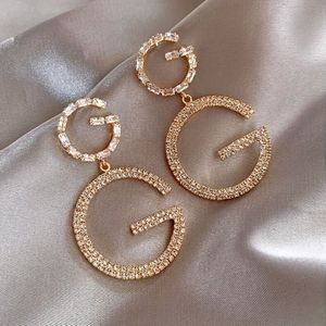 Vintage Geïnspireerde Letter G Hangende Oorbellen met Schitterende Strass - Perfect voor Feesten & Vakanties, Roestvrijstalen Stekers