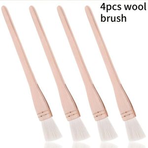 4-delige verfkwastenset, 2,54 cm zachte geitenhaar kwasts met massief houten handvat voor acryl en aquarelle, platte waaierborstels gebruikt in pottenbakkerskunst