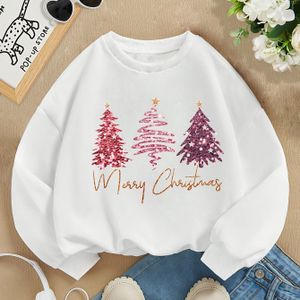 Kerstboom print ronde hals gebreide trui comfortabel en duurzaam, casual sportieve outdoor mode voor alle seizoenen schattige en mooie pullover 2025, voor tieners