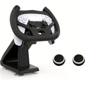 Verstelbare stuurwiel voor met 2 duimgreepcaps, zuignapracingbasis en uitneembare houder - Zwart ABS-gamingaccessoire voor verbeterde spelervaring, PS5-controllerversterker | grip | Duurzaam bouw