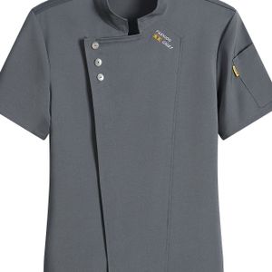 1 stuk Professioneel Chefuniform - Ademend Korte Mouw Overhemd met Opstaande Kraag, Borstzakken & Machinewasbare Stof voor Keuken, Bakkerij, Restaurant, Schoolkantine, Chefaccessoires