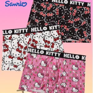 3 stuks Sanrio Heren Boxer Briefs - Ultra-zachte Ademende Polyester Mix, Comfortabel Ondergoed met Schattig Ontwerp, Geometrisch , Perfect voor Dagelijks & Casual Gebruik