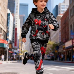 Marvel Hoodie Set voor Kinderen, Herfst- en Wintermode Spider-Man Casual Kleding, Geschikt als Verjaardagscadeau en Alledaagse Kinderkleding, Perfect voor Buiten
