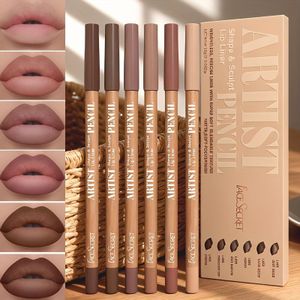 6-delige Mat Nude Lippenstiftset, Puur Natuurlijke Eikenbruin Roze Rode Serie Lippenpotloden, Gladde en Gepigmenteerde Lipmake-up Potlood