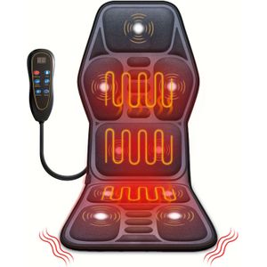 WERTYI Draagbare Massage Zitkussen, 9 Trilmotoren en Rugverwarming, Nek- & Rugmassager, Rug/Schouder/Taille/Heup Lichaamsmassagemat, 3D Shiatsu Massager - voor Thuis en Kantoor