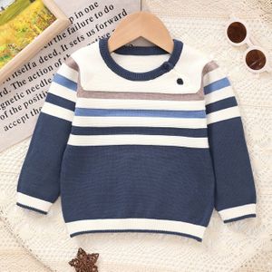 XIXIXIU -Season Gestreepte Trui - Zachte Color Block Pullover met Witte Kraag & Knoopsluiting, Beige/Marine/Wit/Grijs Horizontale Strepen, Makkelijk te Onderhouden Kleding voor & (Regular Fit)