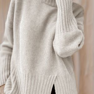 Elegante gestreepte dames trui met lange mouwen | Hoge hals, kleur, ideaal voor herfst/winter