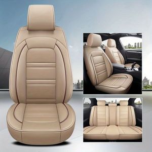 Luxury 5-seat Pu Leather Car Seat Covers - Black With Red Stitching, Fit For Sedans, Full Coverage Interior Protection, Easy To Clean,