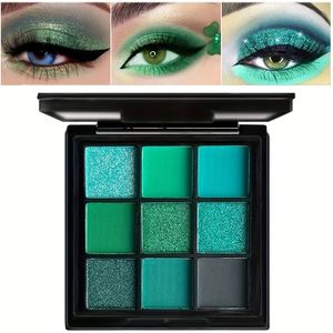 Fris Groen Oogschaduwpalet Kerstmis Mat Donkergroen 9 Kleuren Oogschaduwpalet met Spiegel, VERONNI, Beste voor Kerstmis