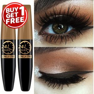 24 UUR Langdurige Waterproof Mascara - Koop 1 Krijg 1 Aanbieding - Geschikt voor alle huidtypes - Zwarte kleur - Snel drogend - Perfect voor eyeliner en oogschaduw applicatie