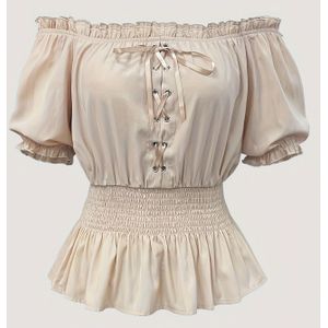 Elegante beige korsettop voor vrouwen - mouwloos, met kralen op de voorkant en een strik, perfect voor lente/zomer/herfst, lente mode top | korsettop | Detail met kralen