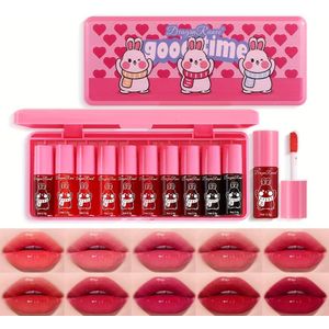 10- Spiegel Lipgloss Glanzende Niet-Kleverige Hydraterende Lippenbalsem Glasachtig Verfset Doos