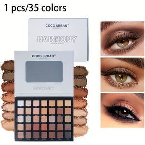 35-Kleuren Aardetinten Oogschaduwpalet met Glans en Matte Afwerkingen, Waterdicht en Zweetbestendig, Langhoudend en Vlekvrij