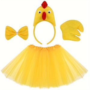 Cute Animal Chicken Costume Props, - Headband, Bow, Tail, Short Skirt Set, Festival Costume