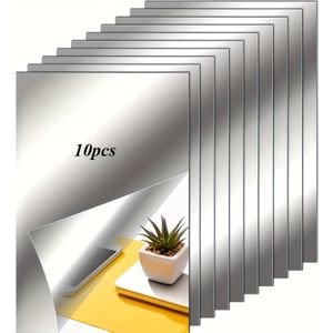 [compact Size] Self-adhesive Flexible Mirror Tiles - Decorative Plastic Mirrors For , No-drill Installation, Wall, Cabinet, And Table Decor, , Rectangular Shape, , Mirror Wall Deco
