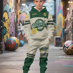 Jongens Hoodie & Broek Set, Casual Modieuze Buitenkleding