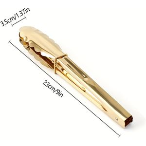 TEMU 1pc/3pcs Goud-geplateerd RVS Serveertang, Zware Hittebestendige Vergrendelingsklemmen, Elegante Keuengreep voor Salade, , Buffet - Essentieel Ramadan Keukenaccessoire