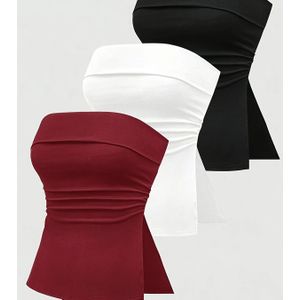 3 stuks Dames Casual Vest met Split Design, Dameskleding