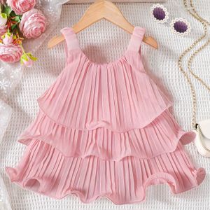 Zomerse Meisjes Mouwloze Taartjurk in Kleur met Halsband voor Vakantie - Schattige Stijl