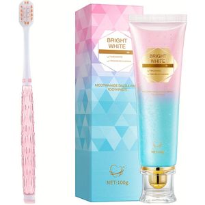 2 stuks/set Schattige Zomer Tandenborstel en Tandpasta Set - 1x Roze Tandenborstel + 1x Tandpasta, Perfect om Vreugde aan het toe te Voegen