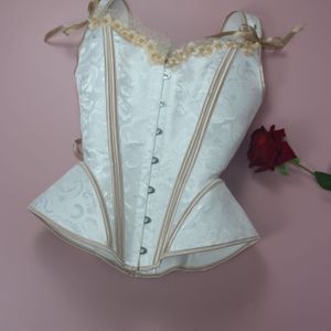 Wit Retro Jacquard Korset met Borduursel en