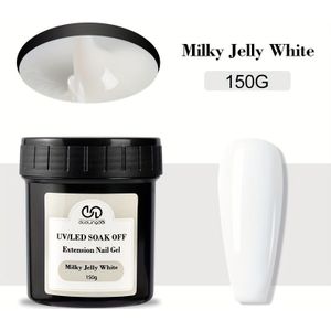 5,29oz Melkachtig Witte Gel voor Nagelverlenging - Soak Off LED French Acrylic, Snel Droogende Nagelbouwer & Verdikkingsoplossing, Zacht & Geen Geel Wordend, Naakte Roze Gel