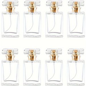 8st 30ml Elegante Glazen Parfumverstuivers - Navulbare & Draagbare Doorzichtige Sprayflessen met Fijne Mist, PVC-Vrij, Ideaal voor Reizen & Monsteropslag