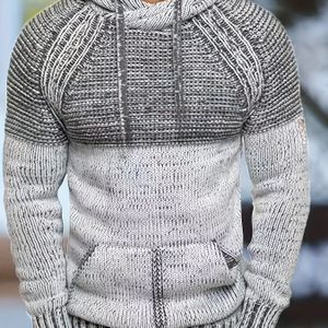 Heren Hoodie met Geometrisch - Rekbare Hoge Elasticiteit Casual Pullover, Pasvorm voor Dagelijkse Kleding, Streetwear Mode, Modern Ontwerp, Zachte Textuur, Pullover Top, Jongvolwassenen