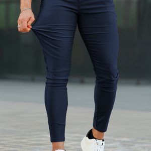 Heyfanee Heren Slim-Fit Broek met Elastische Taille - Khaki Casual Broeken met Knoopsluiting & Zakken, Geschikt voor Dagelijks Gebruik en Wasbaar in de Machine, Duurzame Stof