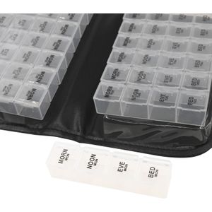 14-Dagen Pillen & Organizer 2 Weken 4 per Dag Reisdoosje Handig & Draagbaar Medicijnopbergdoos voor Thuis, Reizen en Kantoor