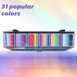 6-Slot Afneembare Waterverfkwast met Eén Blauwe - Kwast, Makkelijk Schoon te Maken, Kleuren te Mengen, voor Gezichtsschilderen, Lichaamsmake-up, Podium, Carnaval, Halloween Cosplay