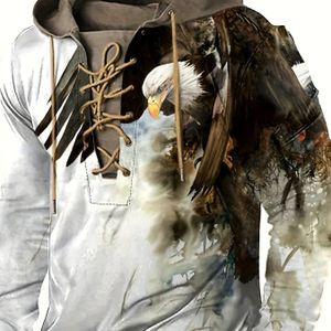 Herfst/Winter Heren Hoodie met Lange Mouwen en 3D-print