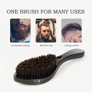 360 Wave Borstel voor Mannen - Zwart & Rood, Borstel met ABS Handvat en Houten Steel, Versterkte Nylon Haren, Ideaal als Cadeau voor of , Kerstcadeau